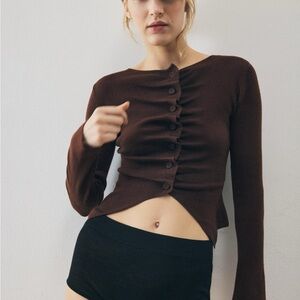 Zara Brown Button-Up Cardigan